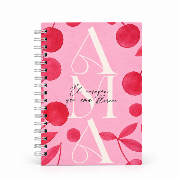 Cuaderno Argollado Grande 100 Hojas – Diseños Florales y Cerezas - Cerezas