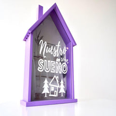 Alcancía casita doble propósito, color morada