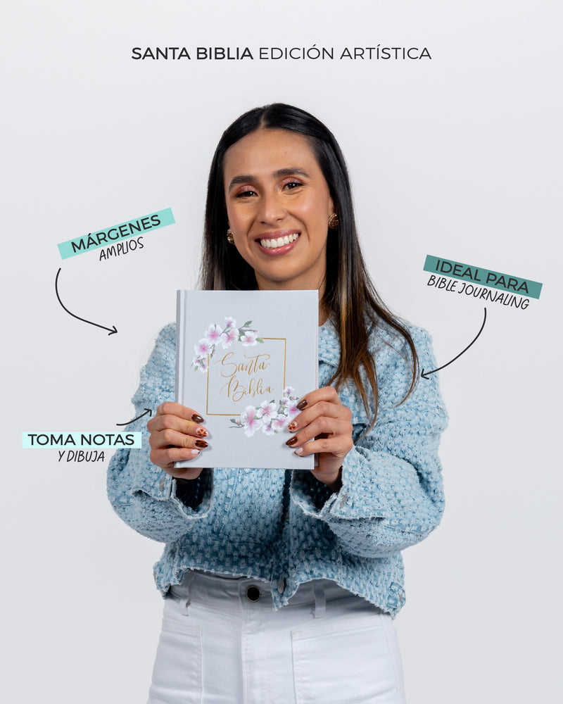 Santa Biblia edición artística, tapa dura, gris