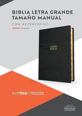 Biblia letra grande tamaño manual, negro, piel fabricada con índice - RVR 1960