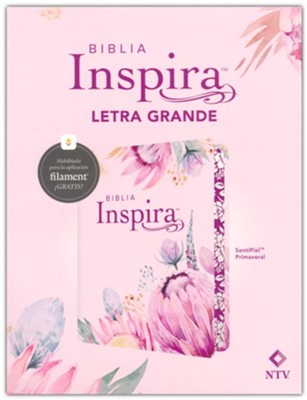 Biblia Inspira, letra grande con Filament, color rosa primaveral - NTV