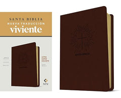 Santa Biblia NTV café oscuro, letra súper gigante