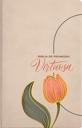 Biblia de promesa virtuosa, letra gigante, piel especial, color Crema - RVR 1960