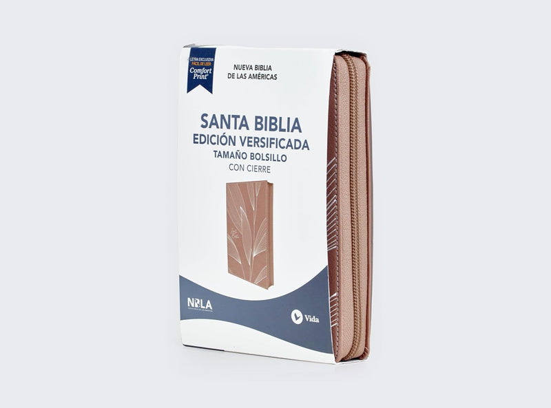 Santa Biblia, Edición versificada, Tamaño bolsillo, Imitación cuero, Con cierre, Oro Rosa - NBLA
