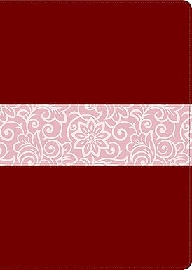Biblia de estudio del diario vivir, sentipiel letra grande vino tinto/rosa - NTV