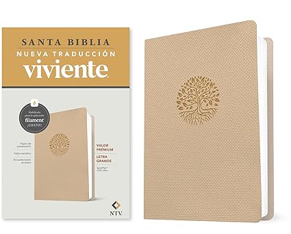 Biblia Valor premium fillament, letra grande, color beige - NTV