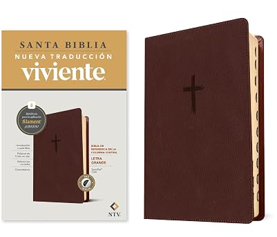 Biblia de referencia, letra grande con Filament, SentiPiel Café, Índice, Letra Roja - NTV