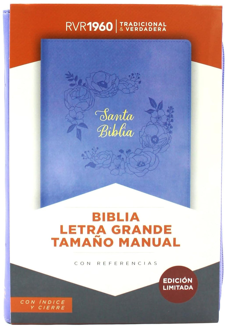 Biblia para mujer, letra grande morado con índice - RVR 1960
