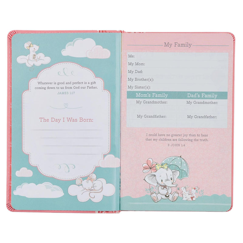 Biblia de Recuerdo para Bebé Niña NLT – Cuero Sintético Rosa