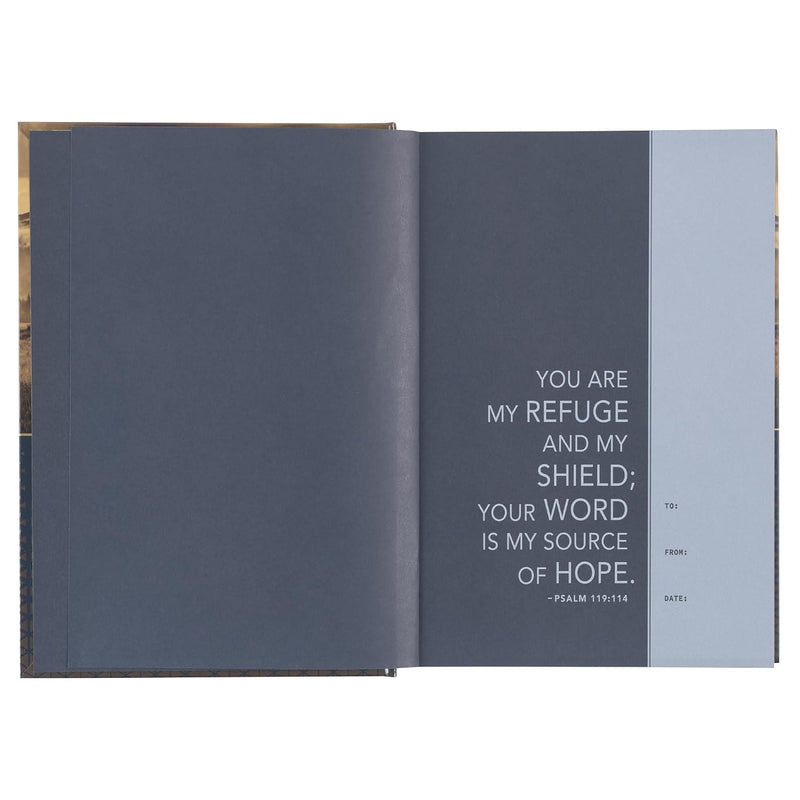 Biblia en Inglés Devocional Diaria para Hombres NLT – Tapa Dura Azul y Dorado