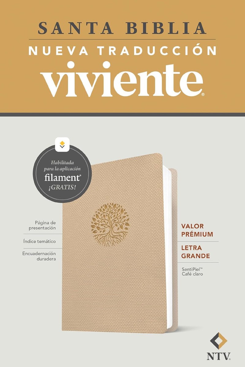 Biblia Valor premium fillament, letra grande, color beige - NTV