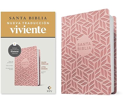 Biblia valor prémium, letra grande con Filament, SentiPiel Rosa - NTV