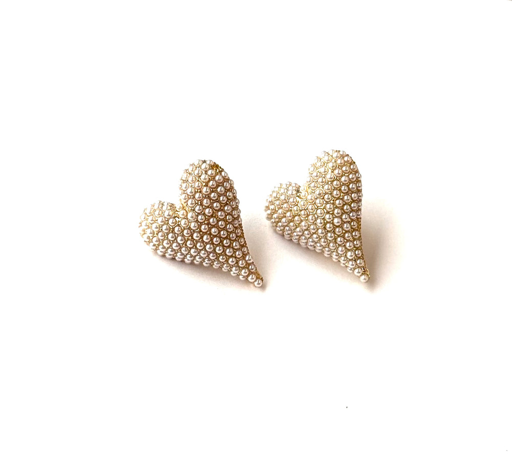 Aretes Corazón mini perlitas