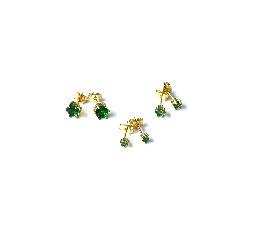 Set Aretes trio esmeralda