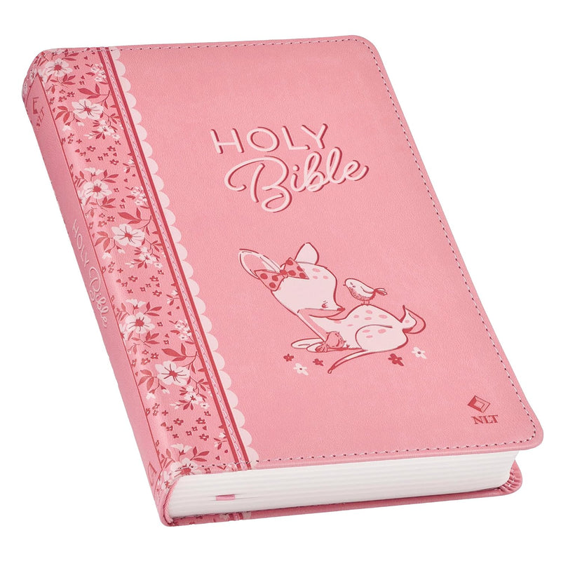 Biblia de Recuerdo para Bebé Niña NLT – Cuero Sintético Rosa