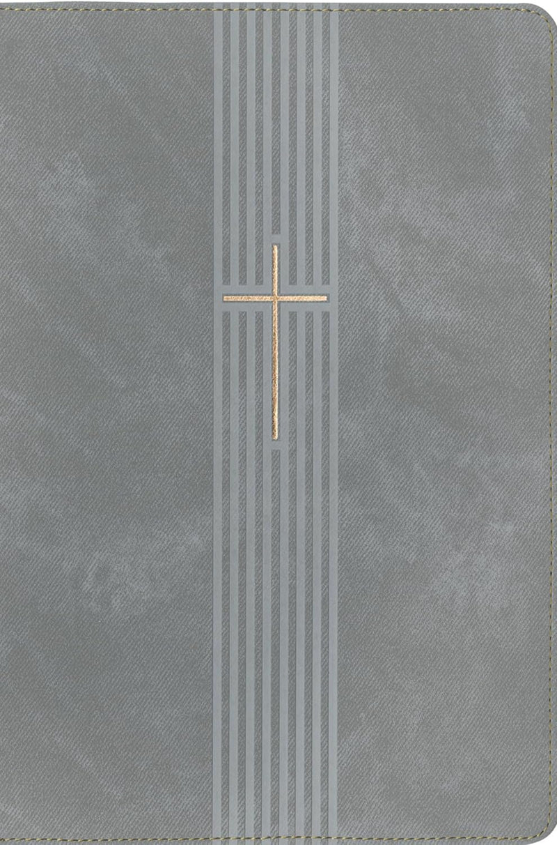 Biblia de referencia, letra grande de zíper con Filament, SentiPiel Gris, Letra Roja - NTV