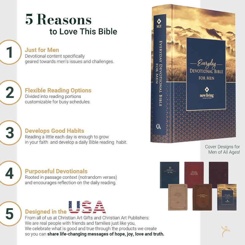 Biblia en Inglés Devocional Diaria para Hombres NLT – Tapa Dura Azul y Dorado