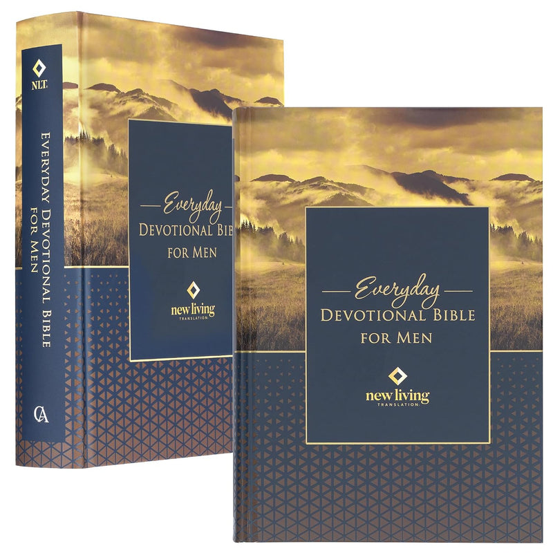 Biblia en Inglés Devocional Diaria para Hombres NLT – Tapa Dura Azul y Dorado