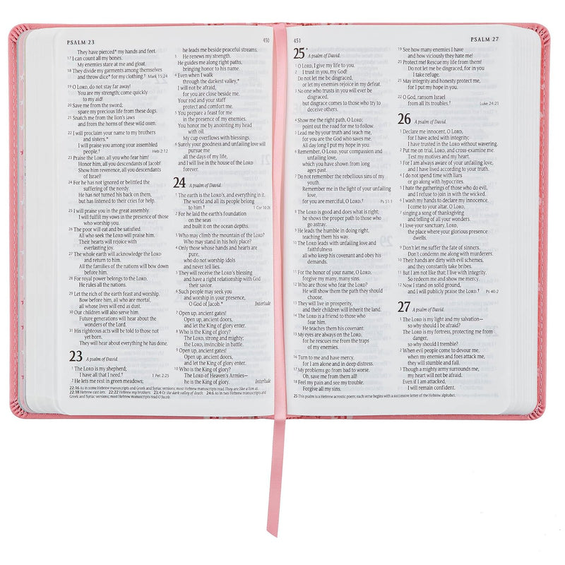 Biblia de Recuerdo para Bebé Niña NLT – Cuero Sintético Rosa