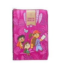 Biblia para Niños Interactiva Edicion Limitada Tamano Manual con Cierre Símil Piel Rosa- RVR 1960