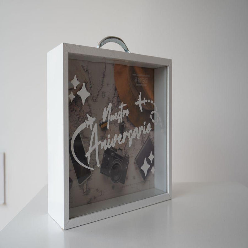 Alcancía maletín viajero doble propósito, color blanca