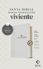 BIBLIA MANUAL NTV, LETRA GRANDE CON FILAMENT, COLOR BLANCO