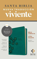 Biblia Manual Letra Gigante Verde Turquesa Floral con Filament- NTV