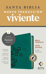 Biblia Manual con Índice Letra Gigante Verde Turquesa Floral con Filament- NTV