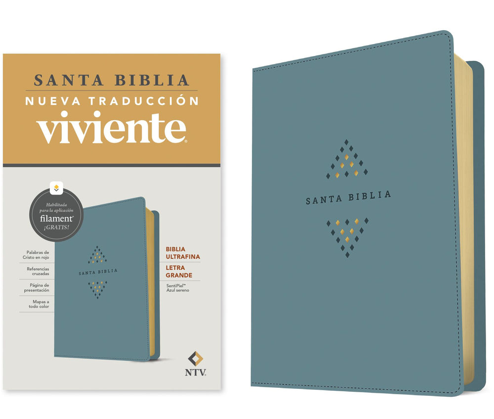 Biblia ultrafina, letra grande con Filament sentipiel, azul sereno -NTV