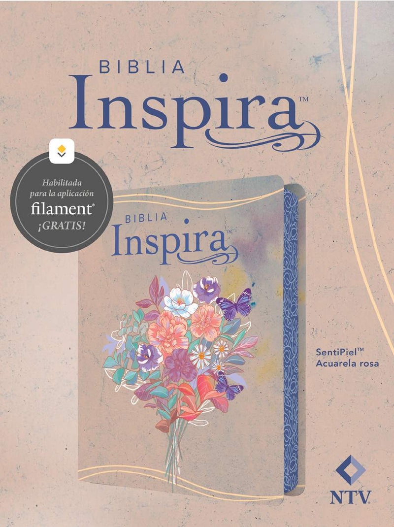 Biblia Inspira con filament, color rosa floral - NTV