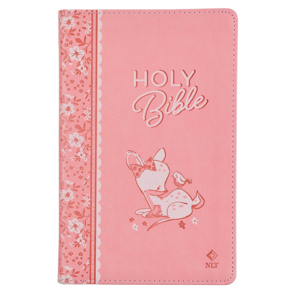 Biblia de Recuerdo para Bebé Niña NLT – Cuero Sintético Rosa