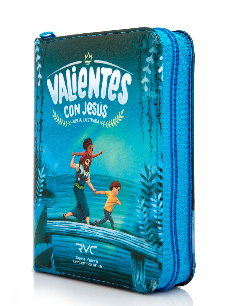 Biblia Infantil Valientes con Jesús , tamaño bolsillo, color azul, RVC