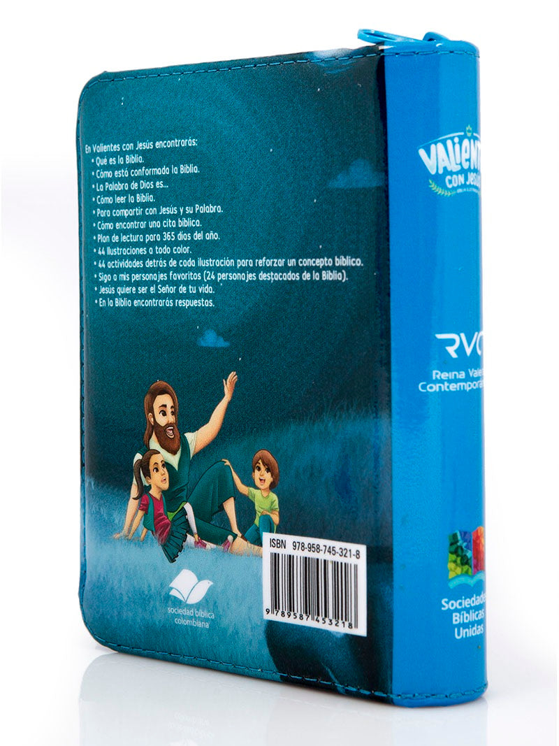Biblia Infantil Valientes con Jesús , tamaño bolsillo, color azul, RVC