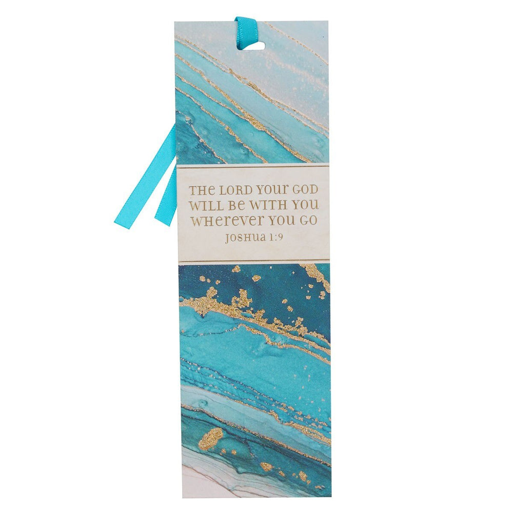 SEPARADOR PARA LIBROS COLOR MARMOLADO AZUL "THE LORD WILL BE WITH YOU"