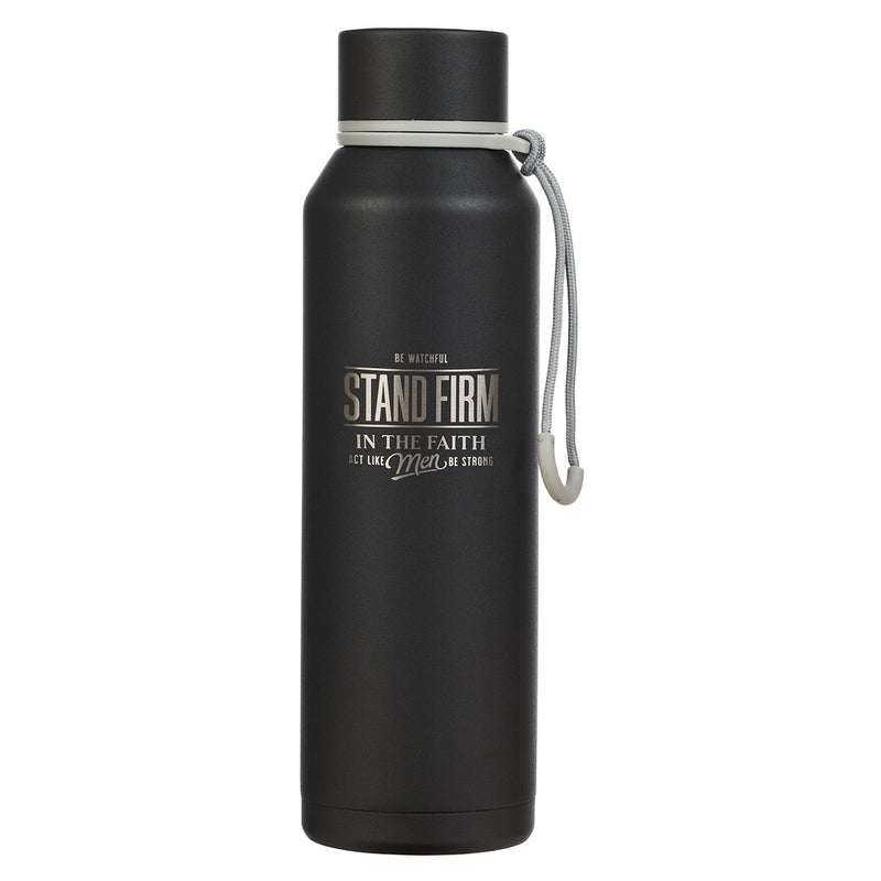 BOTELLA DE AGUA EN ACERO INOXIDABLE, COLOR NEGRA "STAND FIRM"