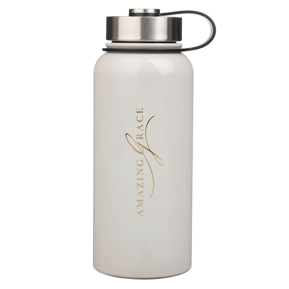 Botella Térmica “Amazing Grace” Blanca – 32 oz Acero Inoxidable