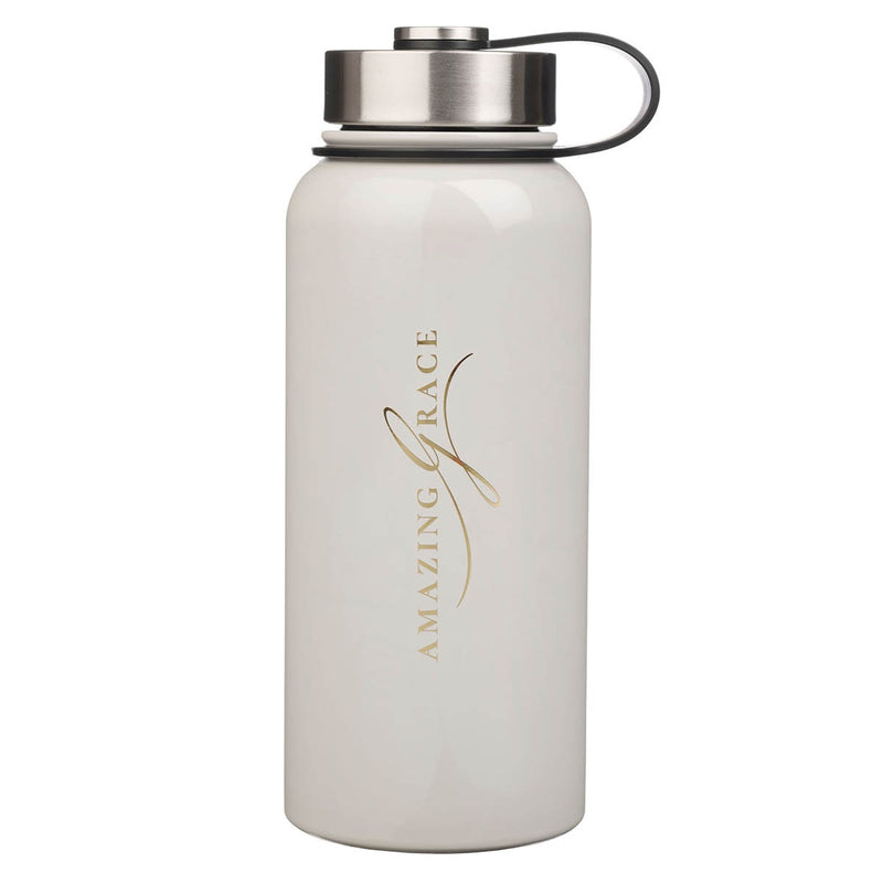 Botella Térmica “Amazing Grace” Blanca – 32 oz Acero Inoxidable