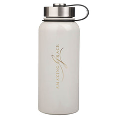Botella Térmica “Amazing Grace” Blanca – 32 oz Acero Inoxidable