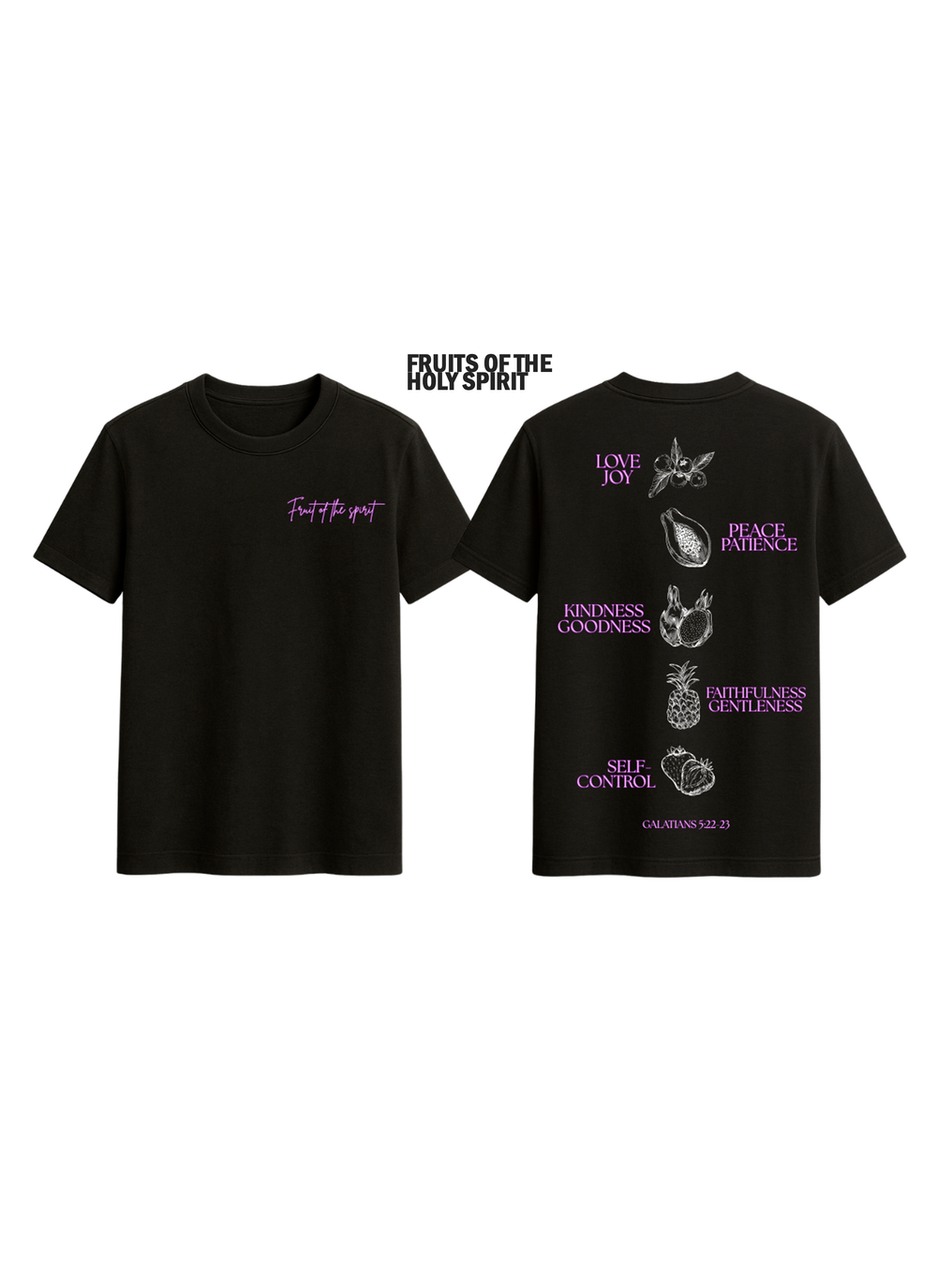Camiseta Fruits of the holy spirit, color negra