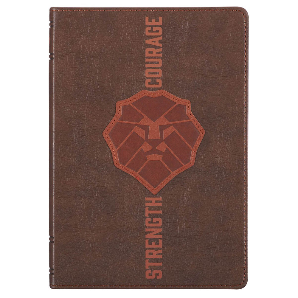 DIARIO CLÁSICO DE CUERO SINTÉTICO, COLOR MARRÓN "STRENGTH AND COURAGE"