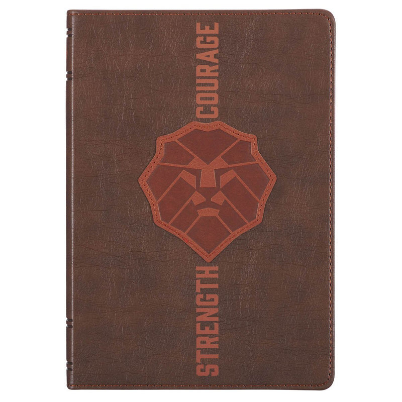 DIARIO CLÁSICO DE CUERO SINTÉTICO, COLOR MARRÓN "STRENGTH AND COURAGE"