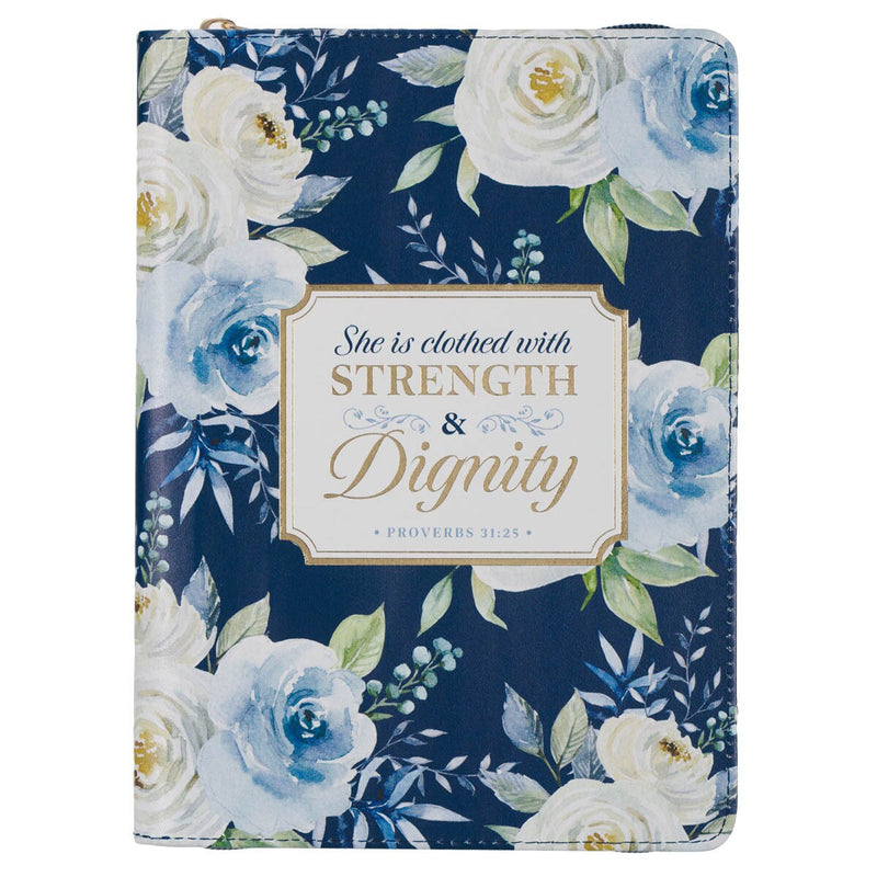 DIARIO DE PIEL SINTÉTICA CON CIERRE DE CREMALLERA "STRENGTH AND DIGNITY"