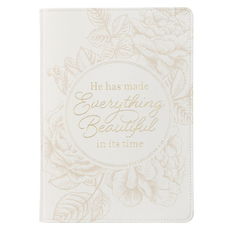 DIARIO CLÁSICO DE PIEL SINTÉTICA, COLOR BLANCO " EVERYTHING BEAUTIFUL"
