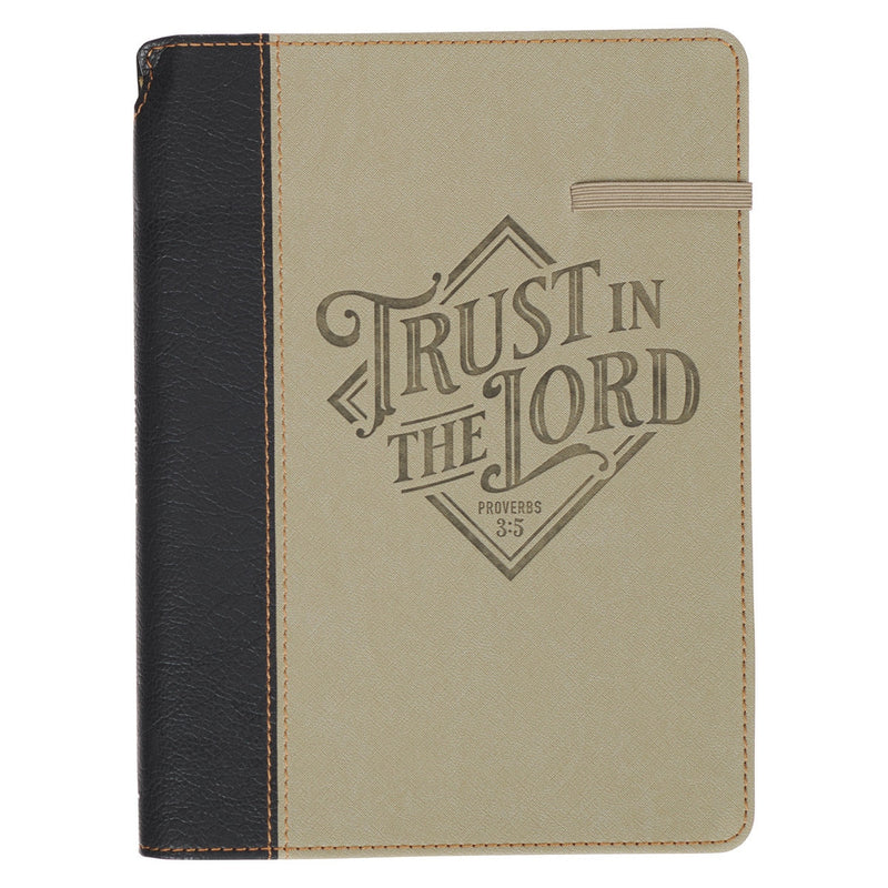 DIARIO CLÁSICO DE PIEL SINTÉTICA CON PORTALÁPICES "TRUST IN THE LORD"