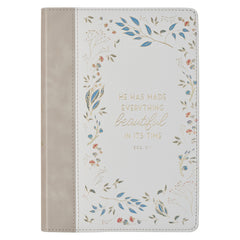 DIARIO CLÁSICO DE PIEL SINTÉTICA, ESTAMPADO FLORAL CREMA 