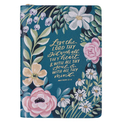 DIARIO DE PIEL SINTÉTICA CON DISEÑO FLORAL VERDE AZULADO 