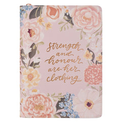 DIARIO CLÁSICO DE PIEL SINTÉTICA, DISEÑO FLORAL ROSA 