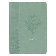 Cuaderno tipo Agenda en Cuero Sintético Floral Turquesa “Faith” – 2 Corintios 5:7
