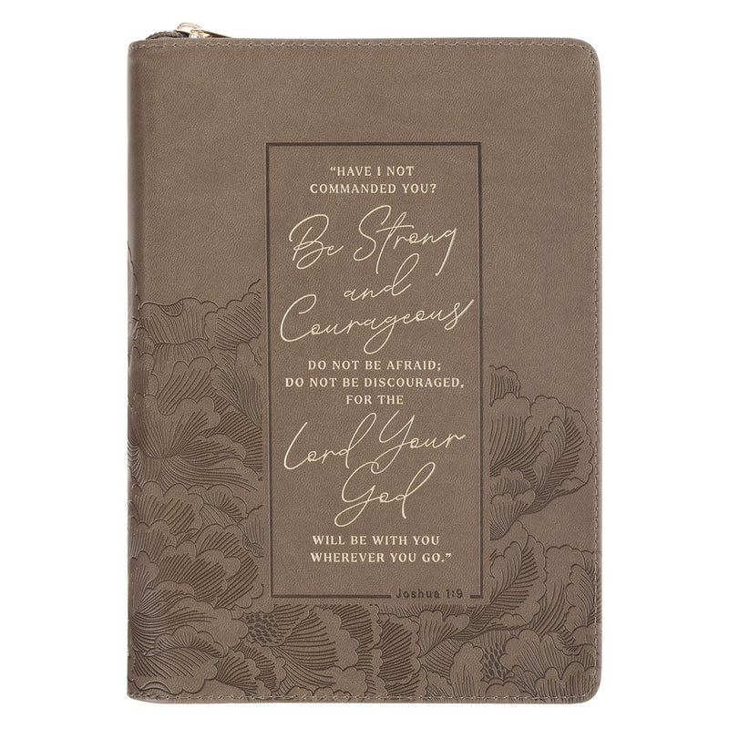 Diario Espiritual “Strong & Courageous” – Cuero Sintético con Cierre Josh. 1:9