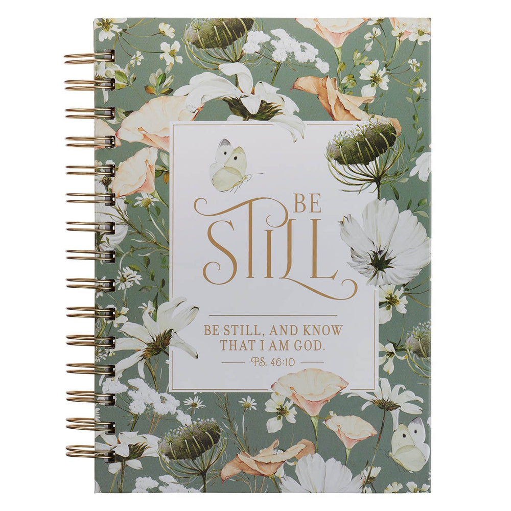 Cuaderno Argollado Floral Verde “Be Still” – Salmo 46:10